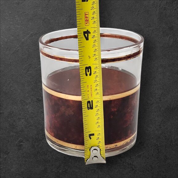 4 Vintage Culver Tortoiseshell Brazilian Brown Lowball Glasses 22K Gold Rocks - Picture 8 of 9